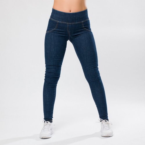Legginsy Jeans double push up ciemnoniebieskie - Rozmiar: L