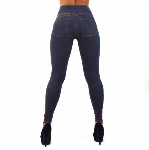 Jeansové legíny double push up sivé - Veľkosť: XS