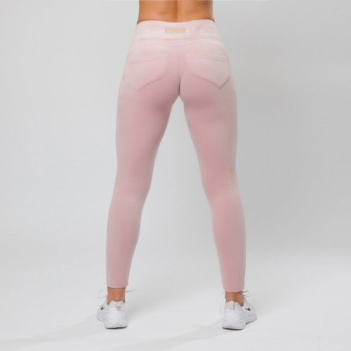 Push up Leggings Pink Velur Yastraby - Size: XL