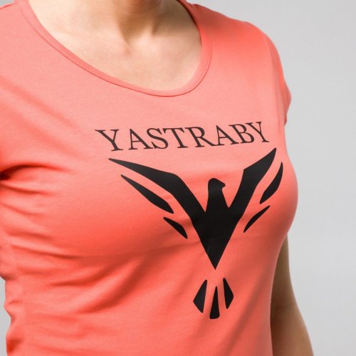 Dámské bavlněné tričko YASTRABY koralové - Velikost: M