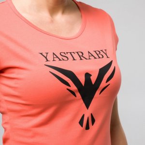 Dámské bavlněné tričko YASTRABY koralové