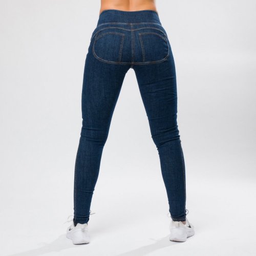 Colanții jeans double push up Albastru închis - Mărimea: S