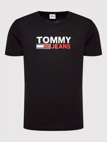 Pánské Tommy Jeans tričko černé - Velikost: XL