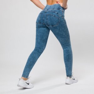 Jeansové legíny double push up melír