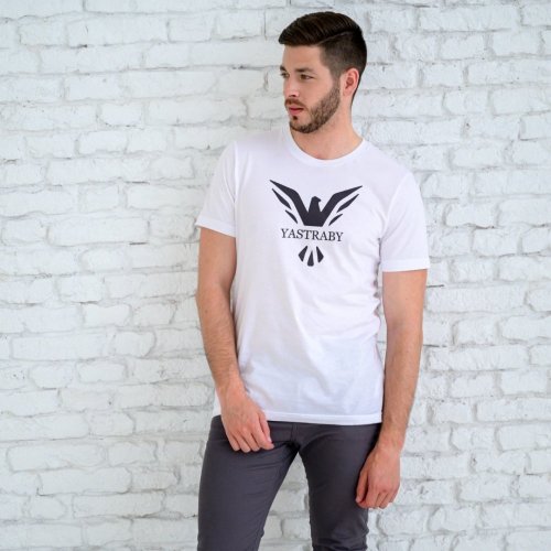 Pánske bavlnené tričko YASTRABY biele - Veľkosť: M