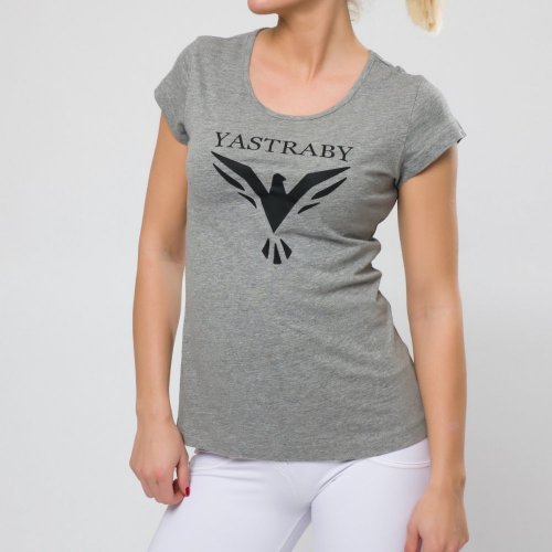 Dámské bavlněné tričko YASTRABY šedé - Velikost: M