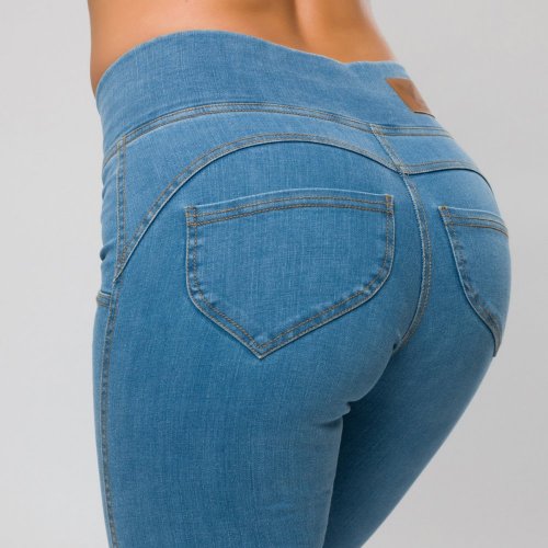 Jeansové legíny nebesky modré Yastraby - Velikost: M
