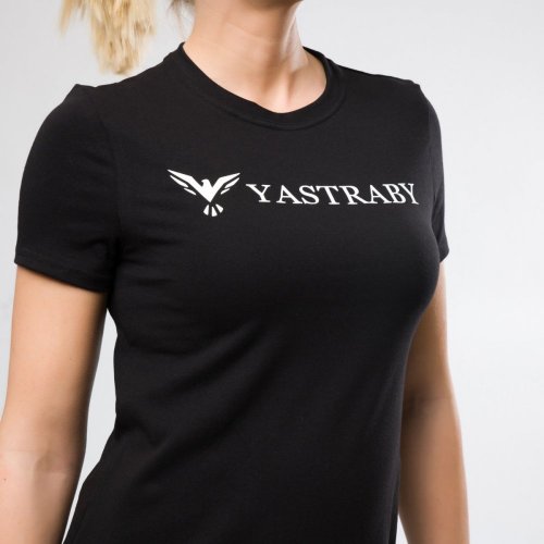Dámské bavlněné šaty YASTRABY černé 3D logo - Velikost: S