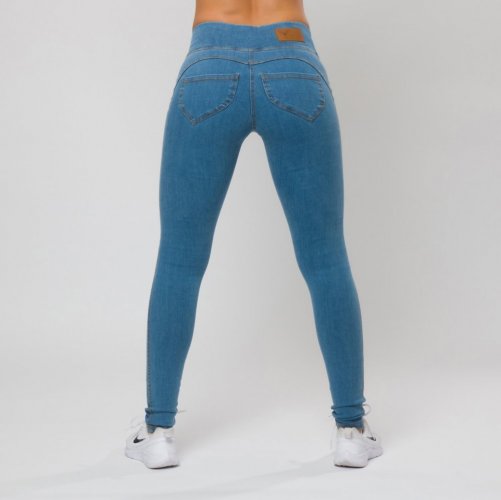 Jeansové legíny nebesky modré Yastraby - Veľkosť: XS